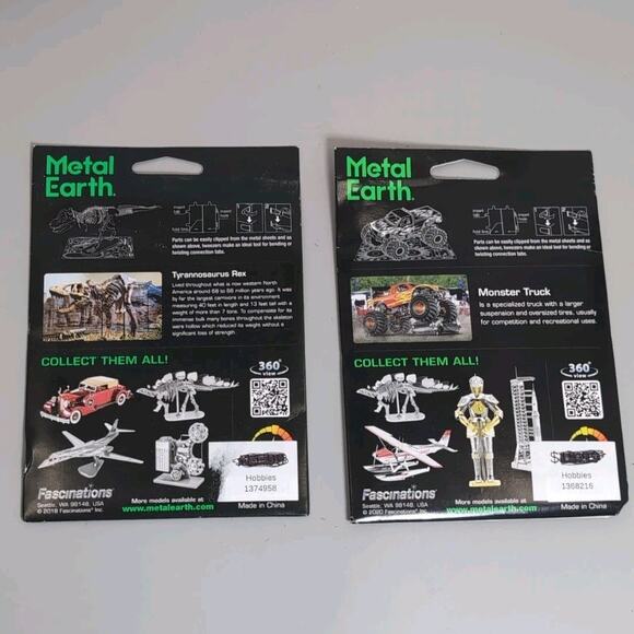 (2) Metal Earth Model Kits - Monster Truck Tyrannosaurus Rex Lot - Picture 2 of 2